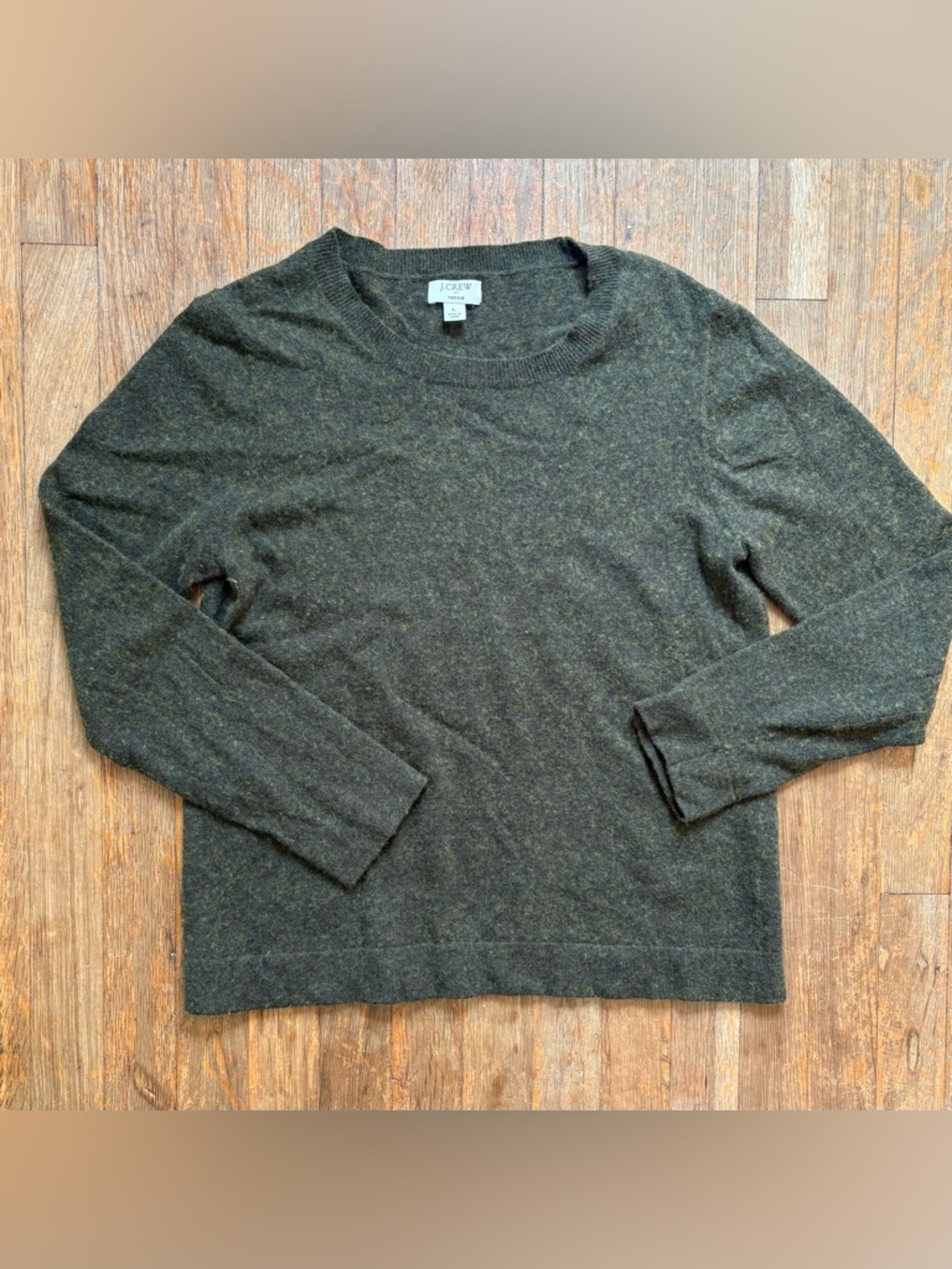 J.Crew Women’s Green Cotton-Wool Blend Teddie Sweater ~ sz Large